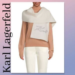 NWT Karl Lagerfeld Stardust Studded Logo Scarf